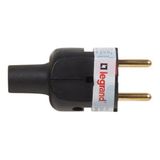 2P plug - 16 A - rubber - straight outlet - gencod labelling