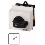 T0-2-8296/IVS Changeover switches, T0, 20 A, service distribution board mounting, 2 contact unit(s), Contacts: 4, 45 °, momentary, Without 0 (Off) position, With sp