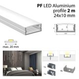 Attached aluminum profile PF 2m White diffuser, 2x end, 4x clip