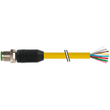 M12 male 0° A-cod. with cable PUR 8x0.25 ye UL/CSA+drag ch. 1.5m