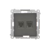 RJ12 double telephone socket, black matt