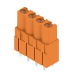PCB plug-in connector, female header, closed side, THT solder connection, 5.08 mm, Number of poles: 4, 180°, Solder pin length (l): 3.2 mm, tinned, orange, Box