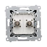 Double socket outlet with Schuko earthing and shutters, (Complete product), 16A, 250V, Screw, anthracite, metalic