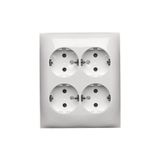Quadruple socket outlet with SCHUKO earthing - IP20 version, 16A, Screw, white