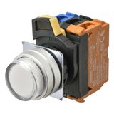 Pushbutton A22NL Ã˜22, bezel brushed metal, PROJECTED, MOMENTARY, CAP C A2221734E
