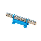 Terminal strip for rail TS 35 neutral N 15 blue