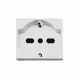 Combined schuko + italian standard socket outlet 2P+E  10/16A 250V with shutters - 2 modules