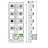 M12 sensor/actuator box 8-way 5-pole