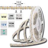 LED strip SMD3528 warm white, 240LED/m, IP20, DC 12V, 10mm, 5m