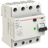Residual current circuit breaker 4P, 63A, 30mA, B type