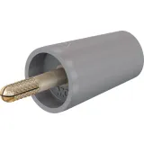 Screw-clamping adapter, 4 mm plug, spreadable to 4 mm socket, gray, CAT II, 24.0160-28