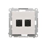 Double computer socket RJ45 cat. 6 with anti-dust cover, light gray matt