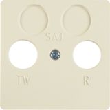 Central plate f. aerial soc. 2hole, splash-proteced flush-mtd IP44, wh