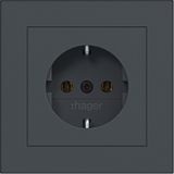 SCHUKO wall socket with cover plate, plug-in type, A.1, anthracite, matt