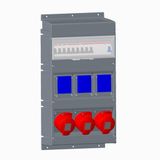 Modular Combi Plastic, 3x3P+N+E IEC, 3x10/16A Schuko(MCB 203-C16, RCD F204 A-40/0,03), 250x560x160, IP44