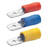 Faston plug, 6.3 x 0.8 mm, L 22 mm, insulated, straight, red, 0.5-1.0 mm², AWG 20-17, 820