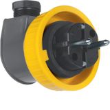 Angle plug 230V SCHUKO with cover nut, ISO-Panzer IP66, dark. grey/yellow