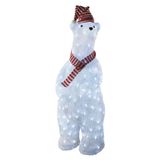 LED Christmas bear, 80 cm, outdoor and indoor, cold white, timer