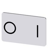 Labeling plate 17.5x27 mm, silver-colored label, icon: O* I
