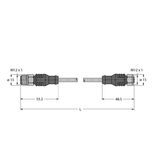 Fieldbus cable for fieldbus systems according to IEC61158-2, 4-pole   RSCV-RKCV-FBY48BU-15M/5D