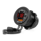 Waterproof Phone Charger with Switch RED LED Indicator Digital Voltometer USB + USB C QC3.0 12/24V AMIO-04222