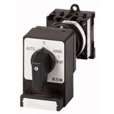 T0-2-15907/Z/SVC(C,E,G-J) Changeoverswitches, T0, 20 A, rear mounting, 4 pole, with black thumb grip and front plate, Padlocking feature SVC