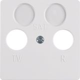 Central plate for aerial soc. 2hole, splash-proteced flush-mtd IP44, p