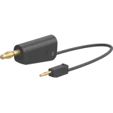 Measuring lead with (2 mm lamella plug, straight) to (4 mm lamella plug, straight), 0.15 m, black, PVC, 0.5 mm², 64.1060-01521