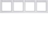 Frame 4gang horizontal, labelling field, Q.3, polar white velvety