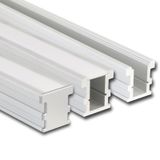 Step-on aluminum profile BV, 26x26 mm, White diffuser, complete, 1 m