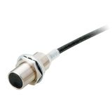 E2ER0034G Proximity sensor, inductive, M18, shielded, 4 mm, DC 2-wire no polarity, NC, 2 m cable PUR, chip-immune function, oil-resistant E2ER0034G
