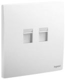 Double RJ45 socket outlet category 5E UTP matt white