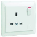 EARTH SOCKET W/SWITCH (BRITISH TYPE) WHITE