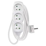Extension Cord 1.5 m / 3 sockets / white / PVC / 1 mm2
