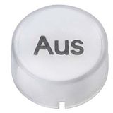 Insert cap for pushbutton and illuminated pushbutton raised, clear with black font, with inscription: Off