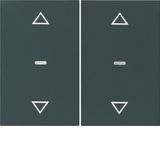 Cover arrow for 2gang for push-button m, clearlenses, K.1, ant., matt