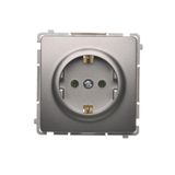 Single socket outlet with Schuko earthing, Inox, metallized, 16A