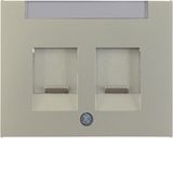 Centre plate 2 dust prot. sliders, lab. field, K.5, stainless steel ma