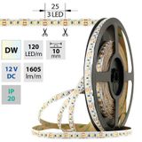 LED strip SMD3527 dual white WW-CW 120LED/m 19,2W/m 1605lm/m IP20 DC 12V 10mm 5m