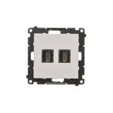 HDMI double socket, module, light gray matt, HDMI Standard: HDMI 1.4