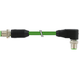 M12 male 0° / M12 male 90° Y-cod. Shielded PUR AWG20/26 GN 0.7m