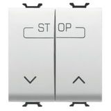 TWIN PUSH-BUTTON 250V ac - QUICK WIRING TERMINALS - 1P NO 16A - SYMBOL UP-DOWN-STOP - 2 MODULES - SATIN WHITE - CHORUSMART