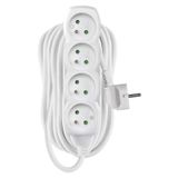 Extension Cord 10 m / 4 sockets / white / PVC / 1 mm2