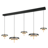 Keaton LED pendant 5-pc matt black/brass