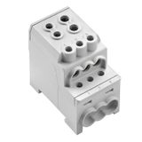 Potential distributor terminal, Screw connection, Light Grey, 70 mm², 200 A, 1000 V, Number of connections: 8, Number of levels: 1