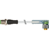 M12 male 0° / M12 female 90° A-cod. LED PUR 3x0.34 gy UL/ CSA+drag 10.