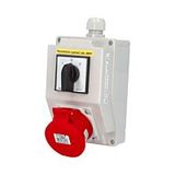 Socket box L-0-P SB301 with switch I-0-II, IP44, 1x400V/16A/5 IP44