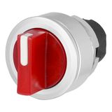 Knob selector switch, illuminated, red, flush-mount, 3-position, Cam O, return to Centre