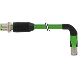 M12 male 0° D-cod. / RJ45 90° right shielded PUR 1x4xAWG22 gn 4m