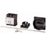 Main switch, P3, 100 A, rear mounting, 3 pole, STOP function, With black rotary handle and locking ring, Lockable in the 0 (Off) position, With metal